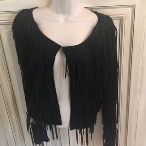 INC fringed shrug
